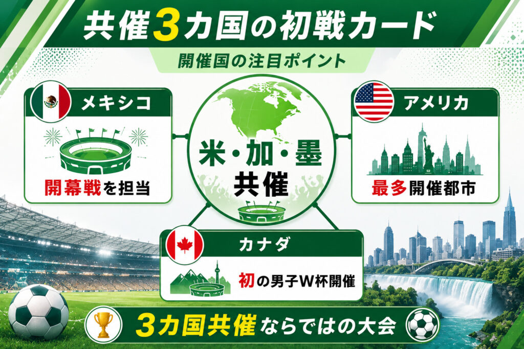 共催3カ国の初戦カード