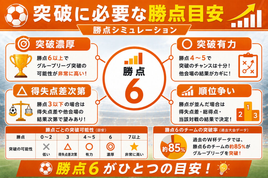 グループリーグ突破に必要な勝点目安