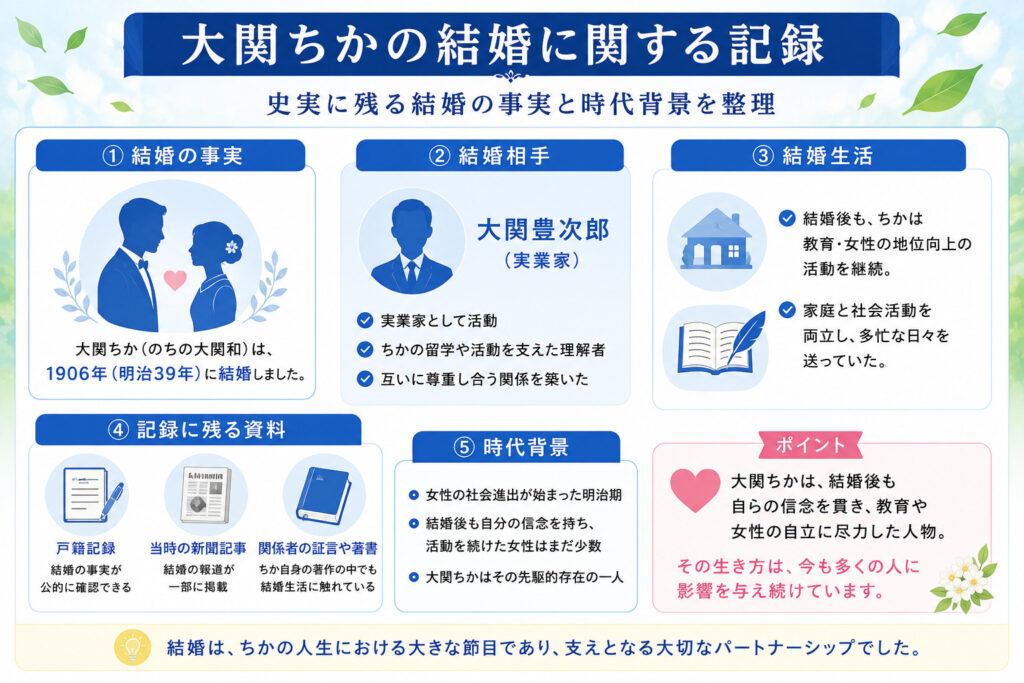 大関ちかの結婚に関する記録