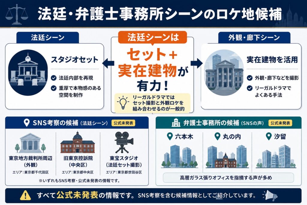 法廷・弁護士事務所シーンのロケ地候補
