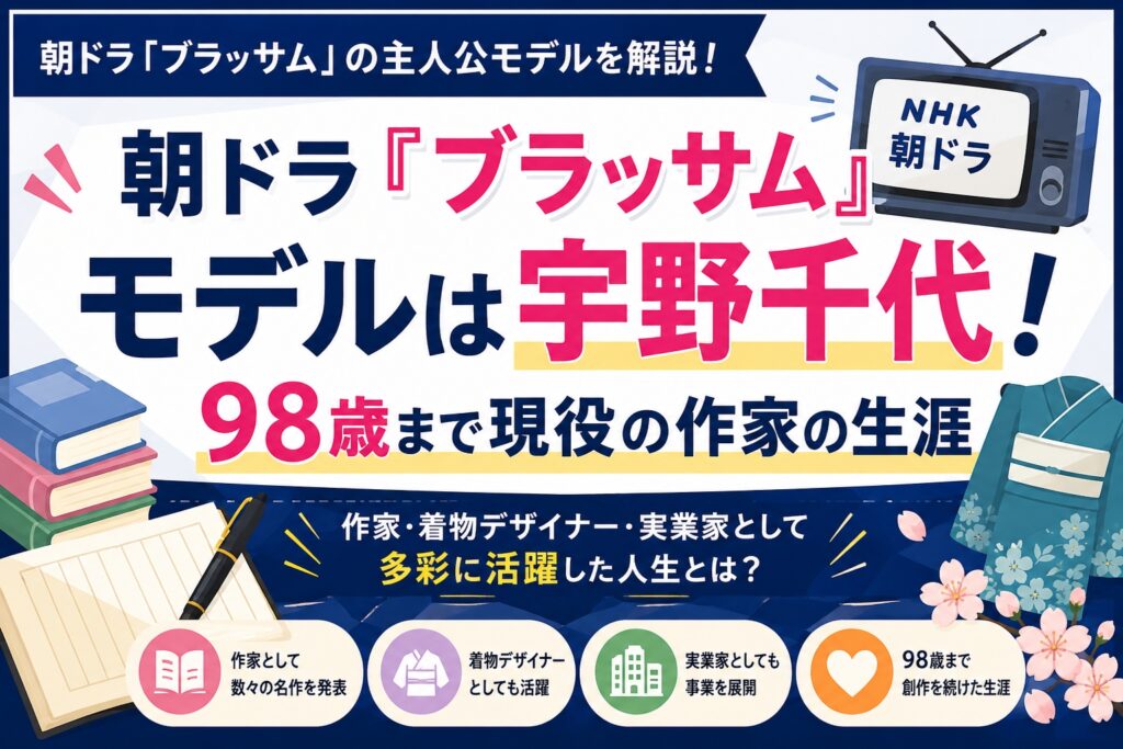 朝ドラ『ブラッサム』モデルは宇野千代！98歳まで現役の作家の生涯