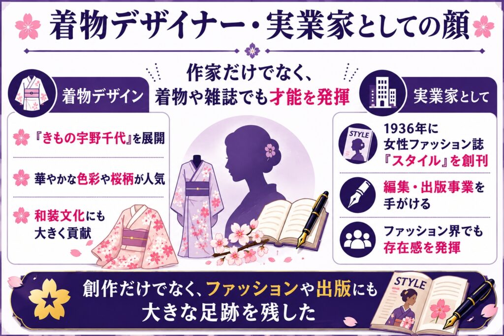 着物デザイナー・実業家としての顔