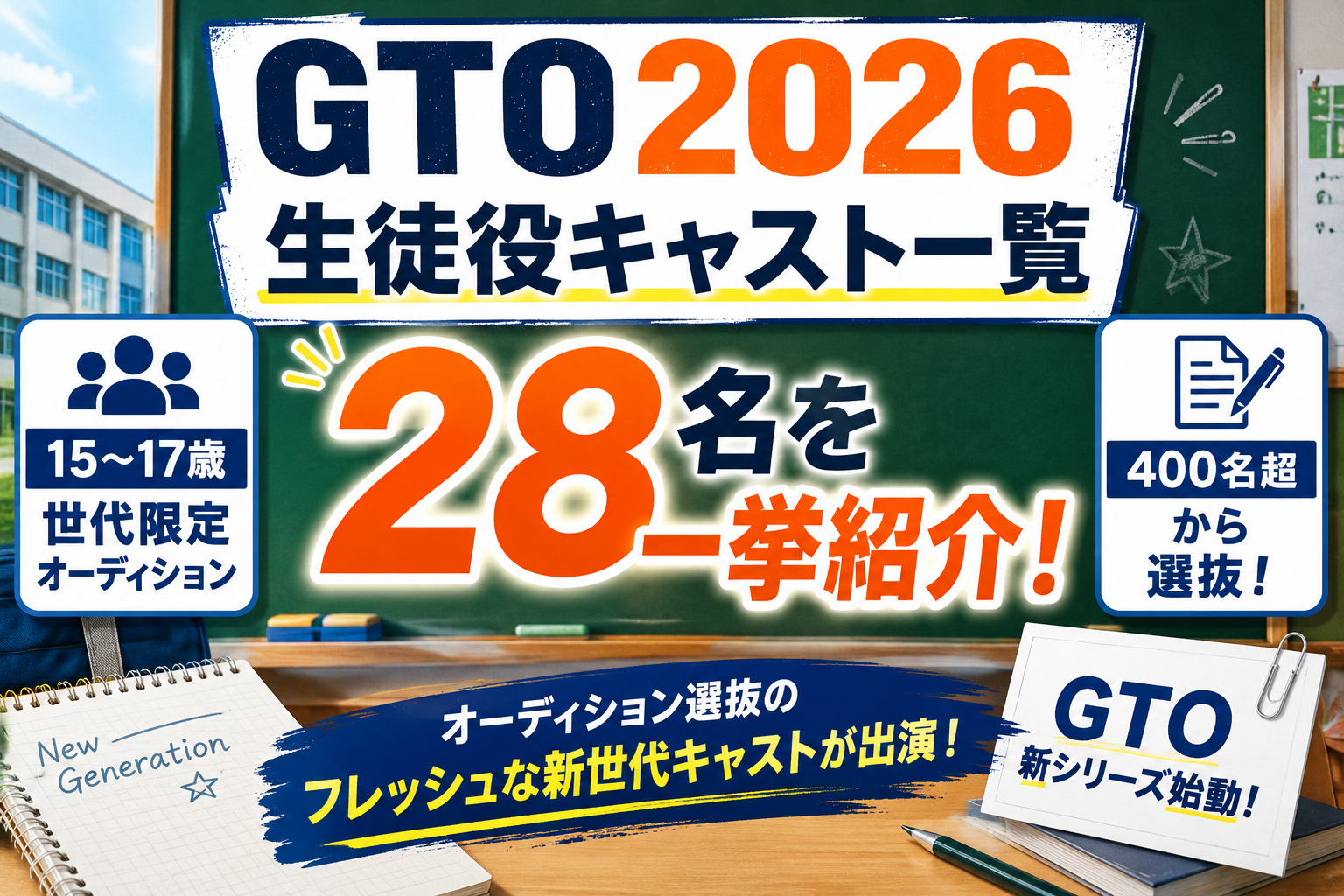 GTO2026生徒役キャスト一覧!28名のオーディション選抜まとめ