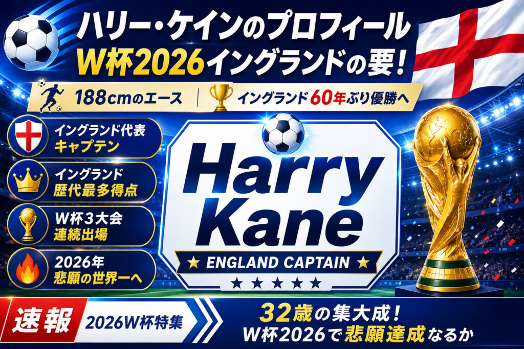 ハリー・ケインのプロフィール｜W杯2026イングランドの要！188cmの実力