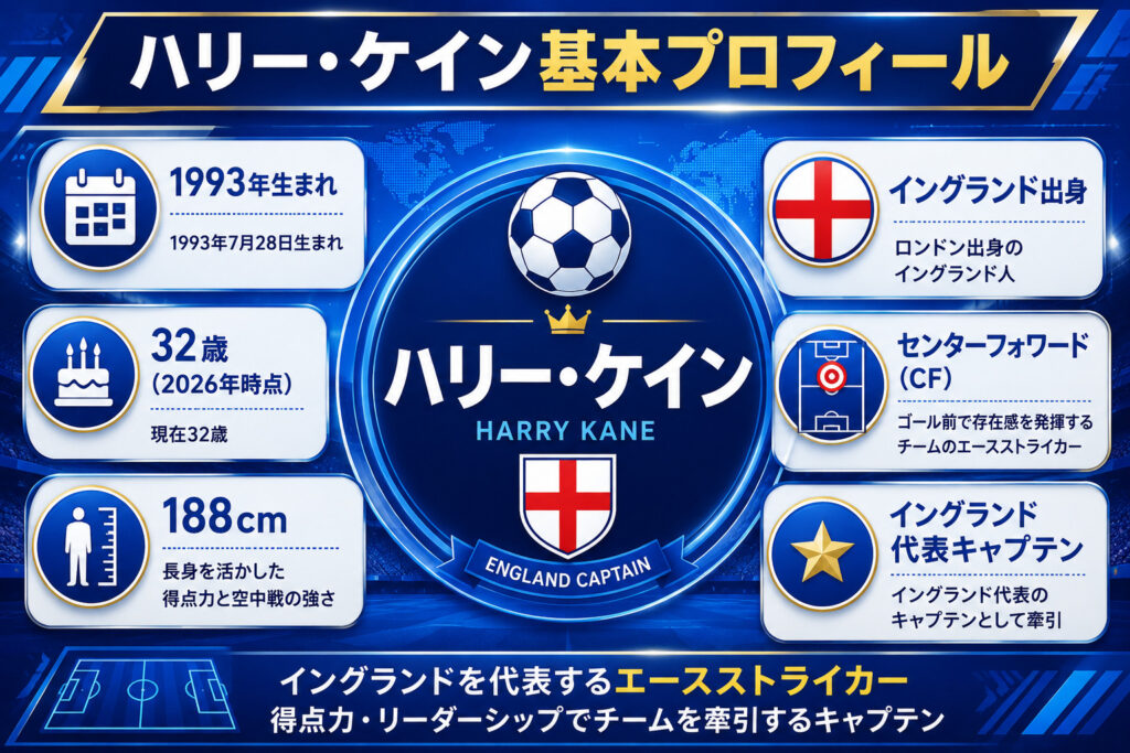 ハリー・ケインのプロフィール｜年齢・身長