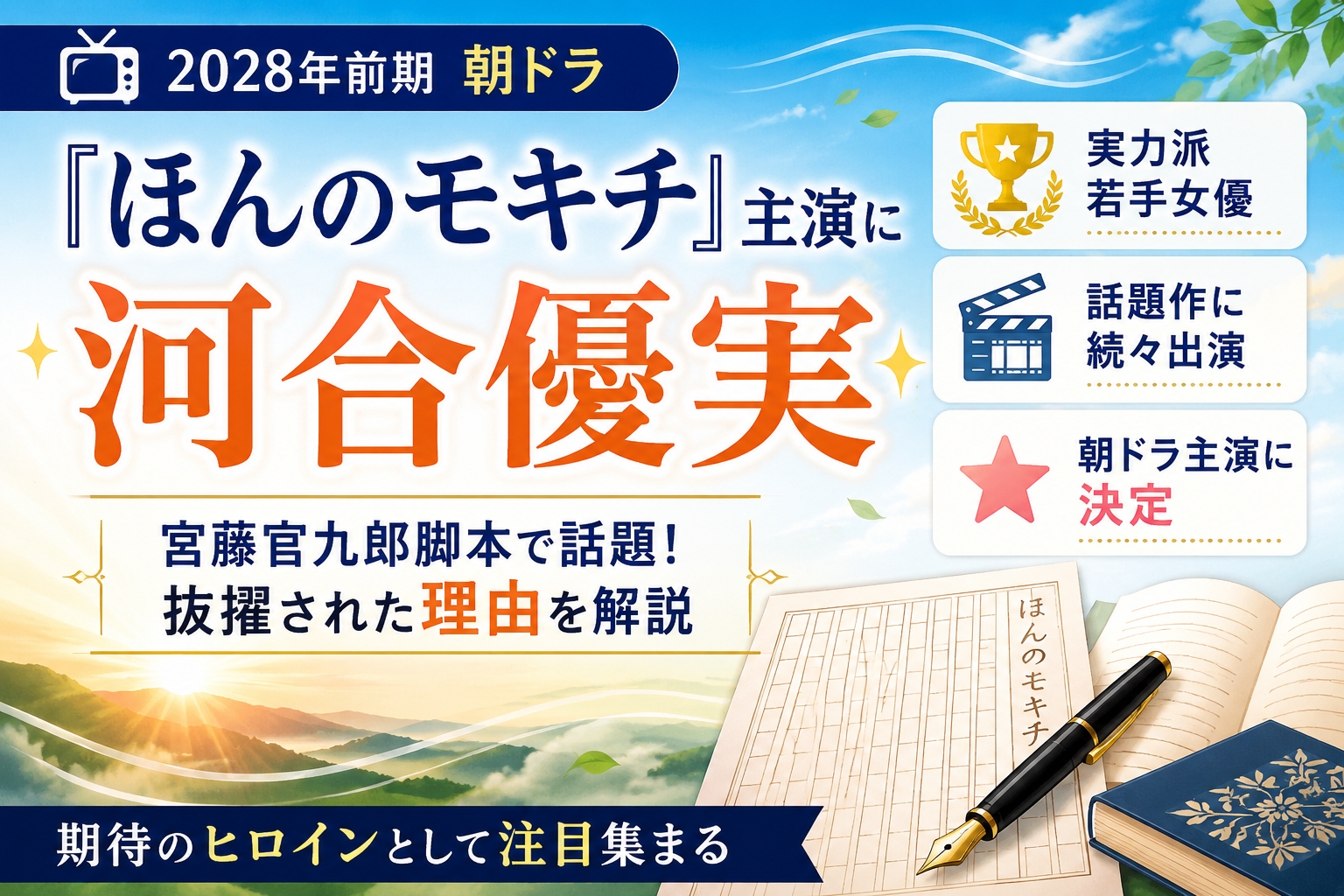 朝ドラほんのモキチ主演に河合優実抜擢!宮藤官九郎が指名した理由とは
