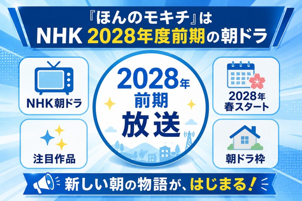 『ほんのモキチ』はNHK 2028年度前期の朝ドラ