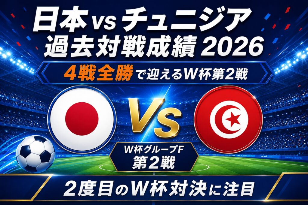 日本vsチュニジア過去対戦成績2026！4戦全勝で迎えるW杯第2戦