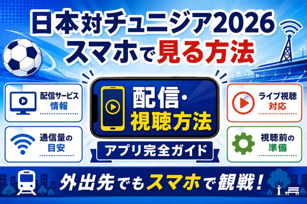日本対チュニジア2026をスマホで見る方法！無料配信・アプリ完全ガイド
