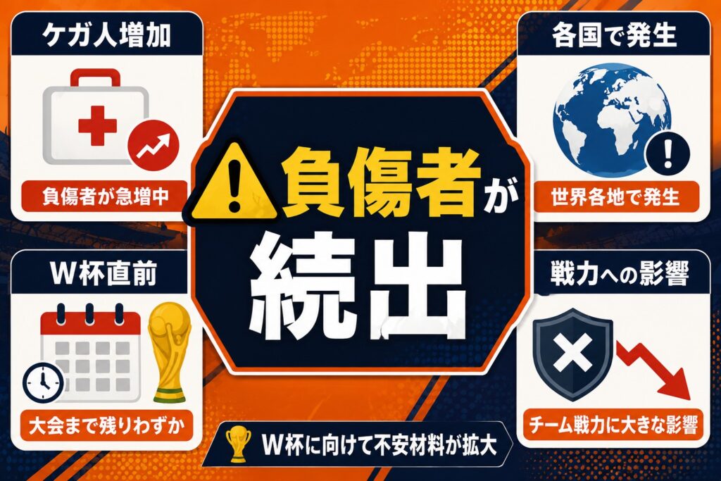 負傷選手のW杯ラッシュ