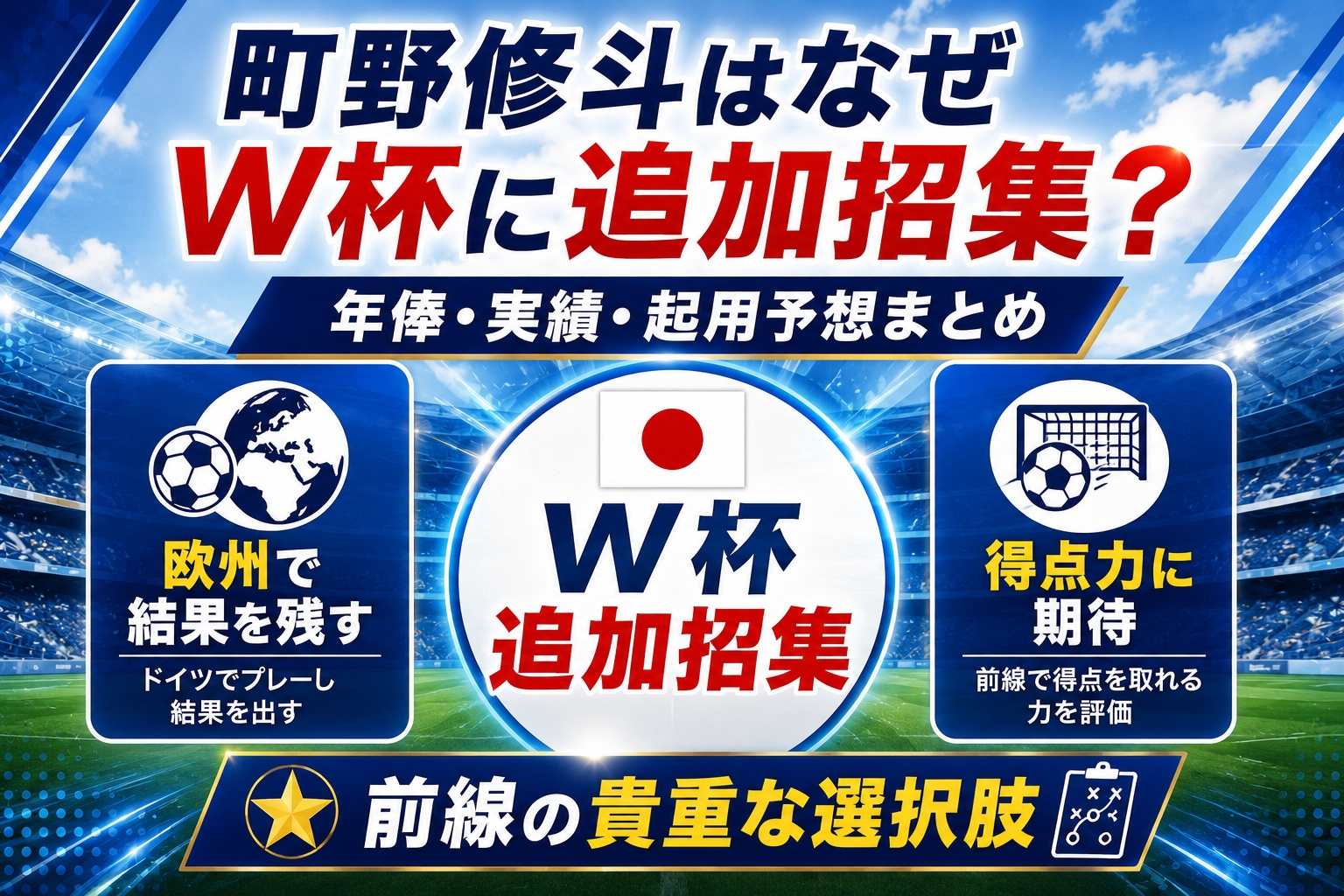 町野修斗はなぜW杯に追加招集?年俸・実績・起用予想まとめ