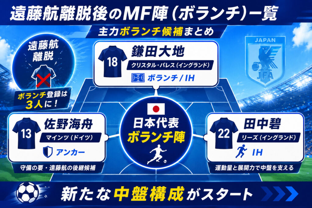 離脱後のMF陣(ボランチ)一覧