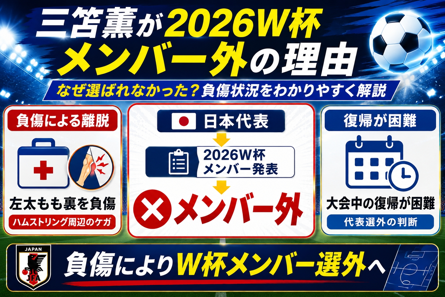三笘薫が2026W杯メンバー外の理由｜なぜ選ばれなかった？