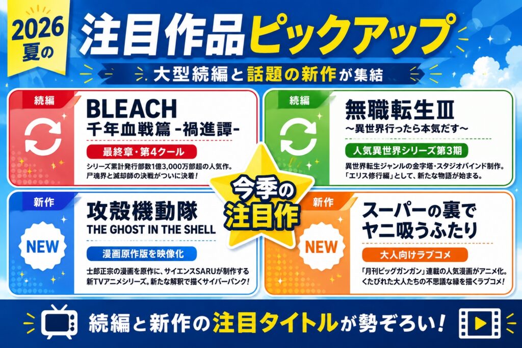 2026夏の注目作品ピックアップ