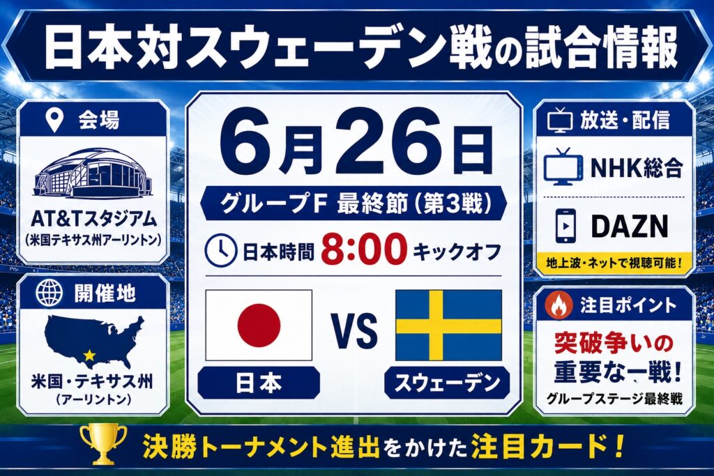 日本対スウェーデン戦の試合情報