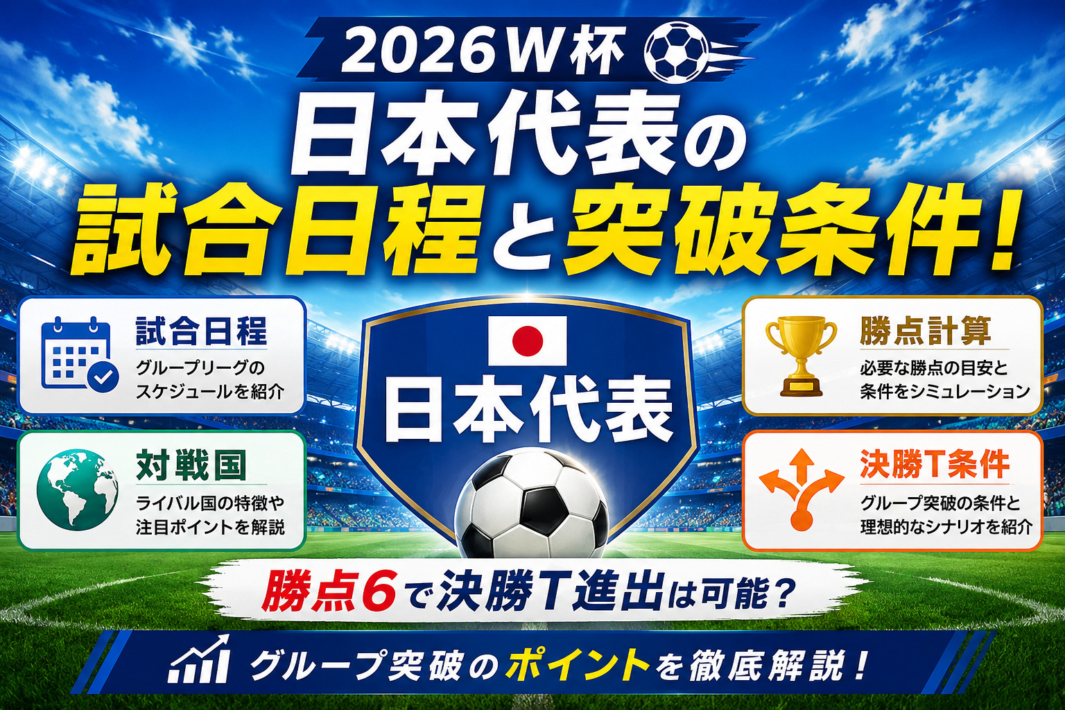 2026W杯日本試合日程・突破条件