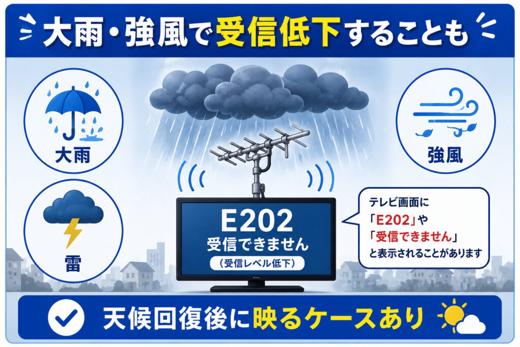 悪天候時の受信感度低下