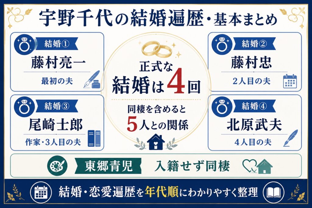 宇野千代の結婚遍歴・基本まとめ