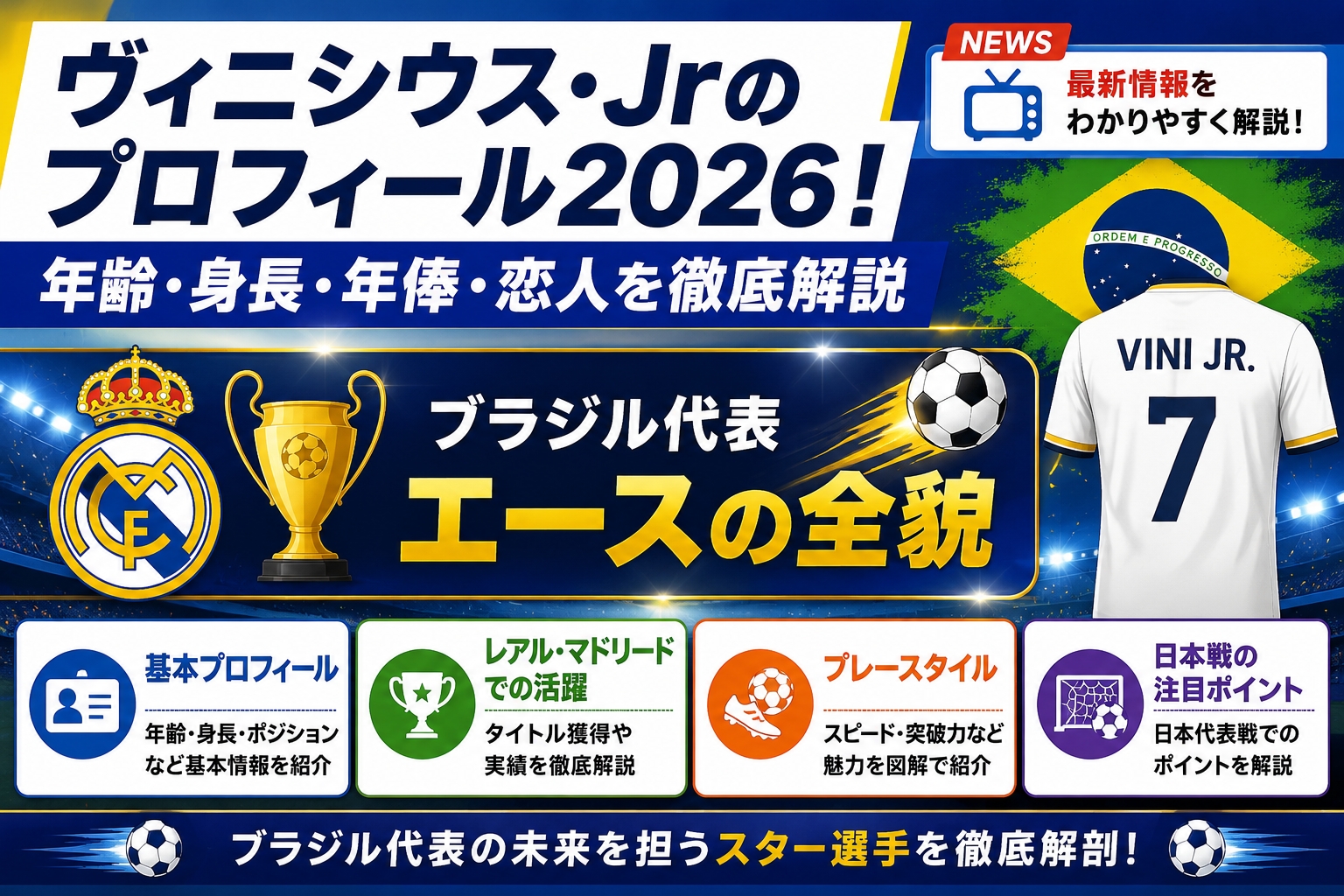 ヴィニシウス・Jrのプロフィール2026！年齢・身長・年俸・恋人を徹底解説