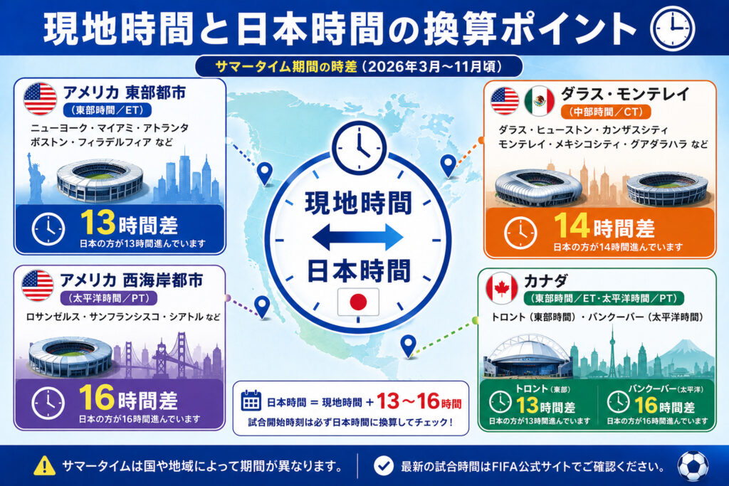 現地時間と日本時間の換算ポイント