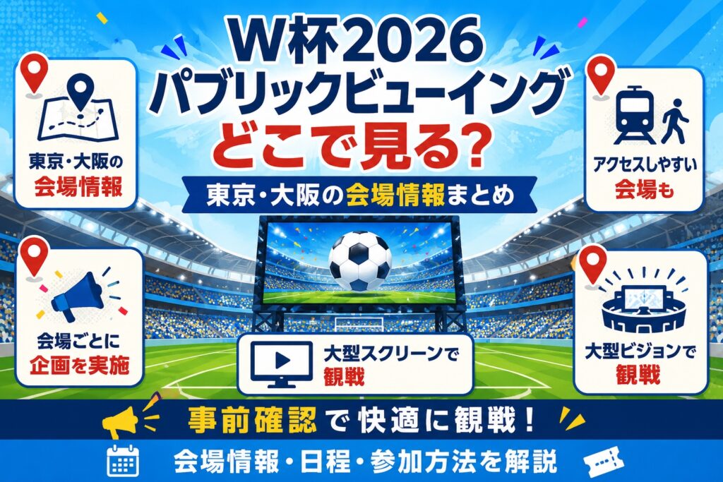 W杯2026パブリックビューイングどこで見る？東京・大阪の会場まとめ