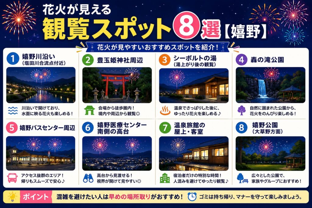 花火が見える穴場スポット【嬉野】