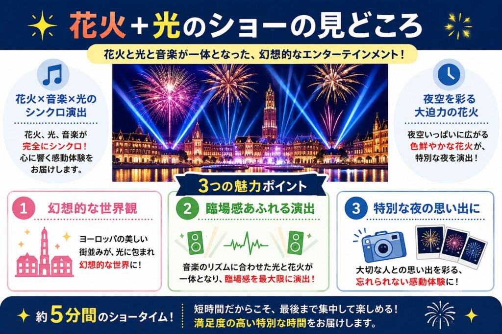 花火＋光のショーの見どころ