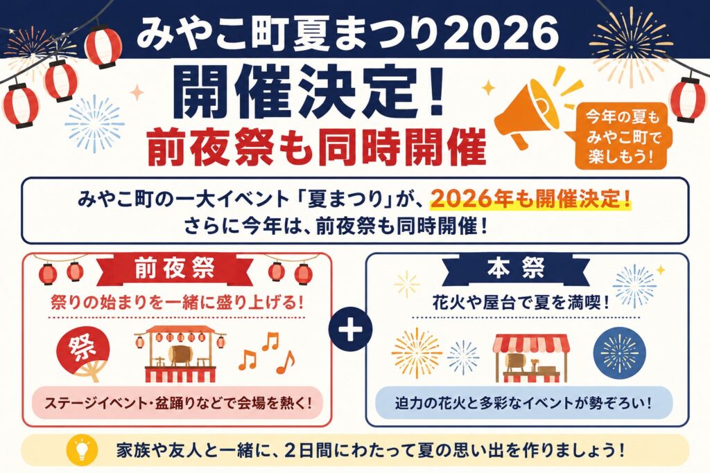 みやこ町夏まつり2026 開催決定!前夜祭も同時開催