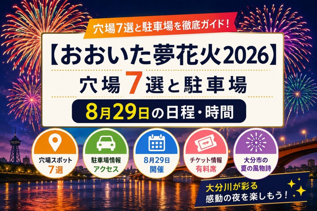 【おおいた夢花火2026】穴場7選と駐車場｜8月29日の日程・時間