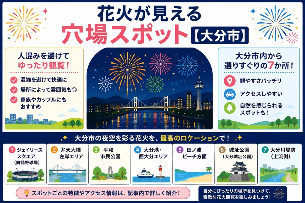 花火が見える穴場スポット【大分市】