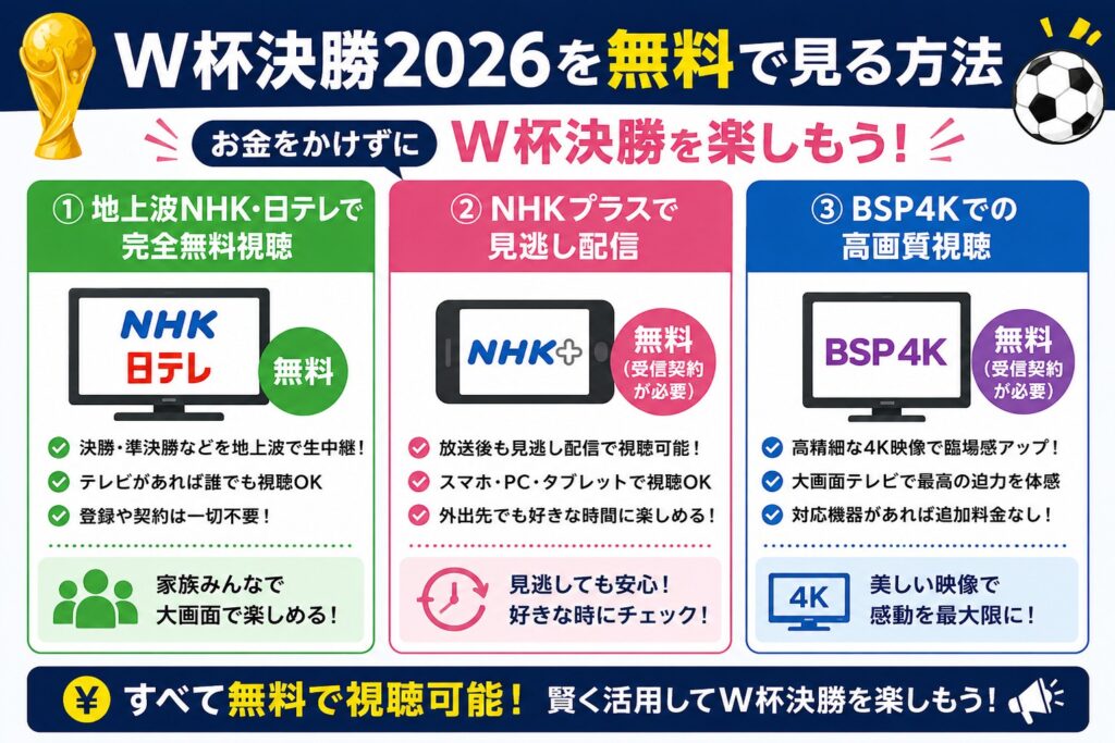 W杯決勝2026を無料で見る方法